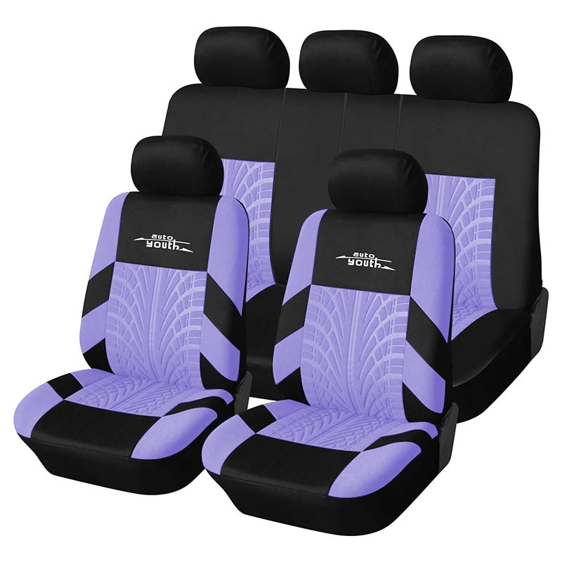 AUTOYOUTH Car Seat Covers Full Set Car Seat Protector Auto Seat Covers Polyester Fabric Universal Fits Most Cars Covers Orange