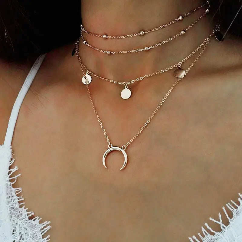 Sequins Multi Layer Long Necklaces Pendant Bohemian Pendant Necklace for Women Bijoux Jewelry Accessories
