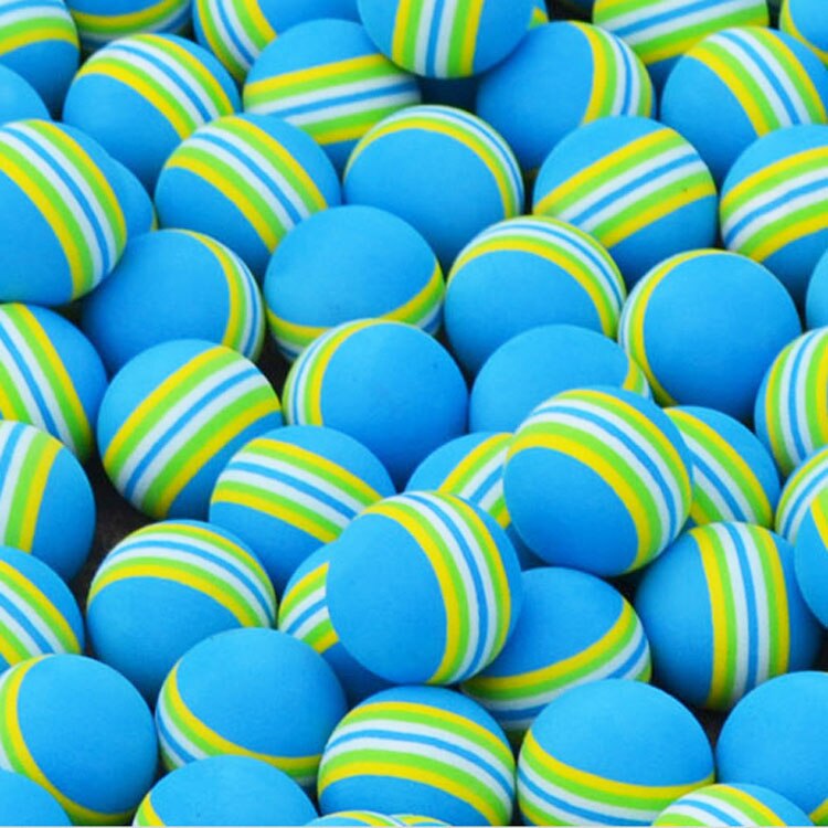 NEW 50pcs/Bag EVA Foam Golf Balls Yellow Rainbow Sponge Indoor Practice Training Aid