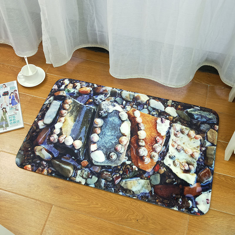 Colorful Stones Bath Mat Set Thicken Flannel Bathroom Carpets Toilet Rugs WC Room Floor Pads Tapis Salle De Bain 45*75 45*120cm