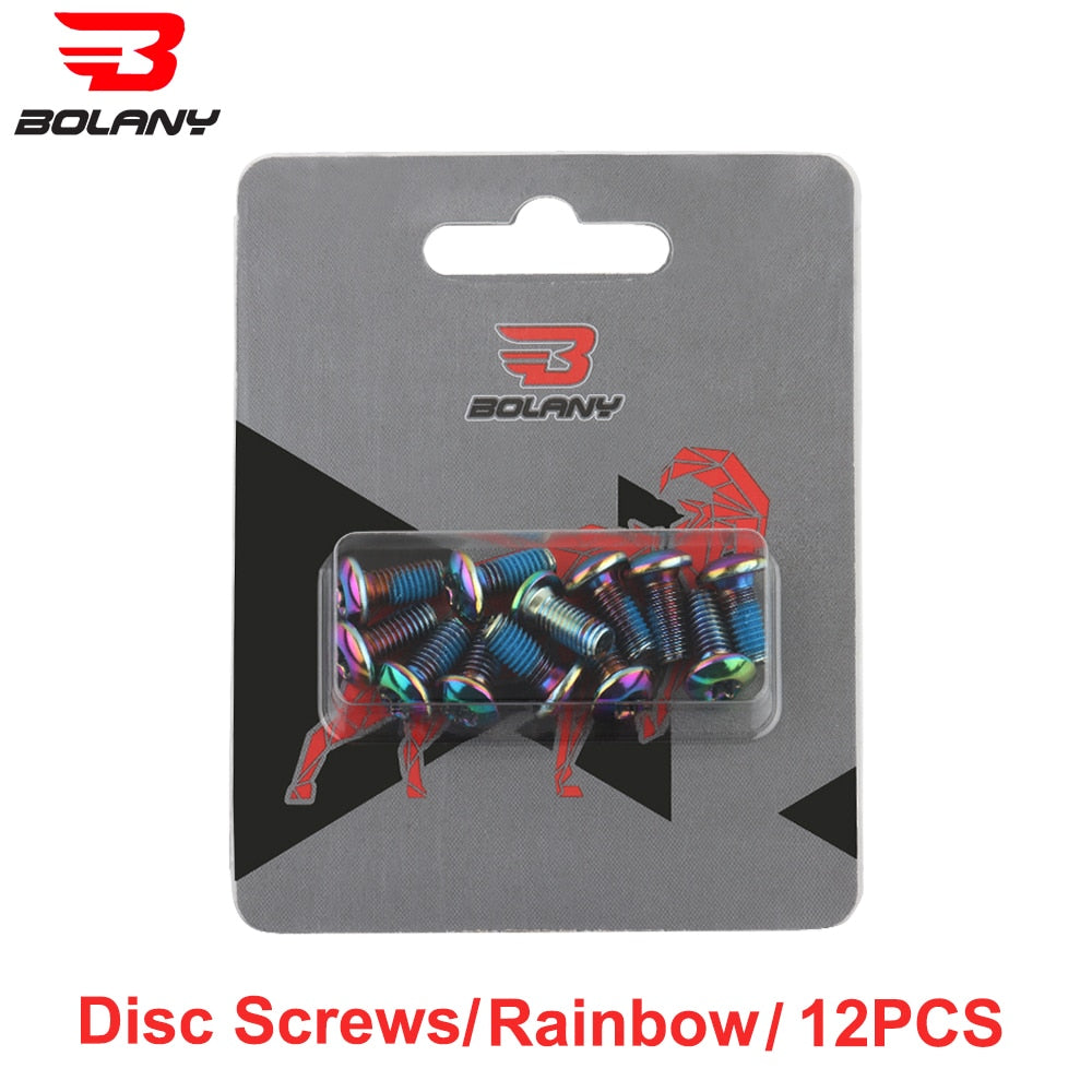 Bolany 12Pcs Bicycle Brake Disc Screws Bolt Rotor Replacement Cycling Colorful 1.8g for Mountain Bike Accessories