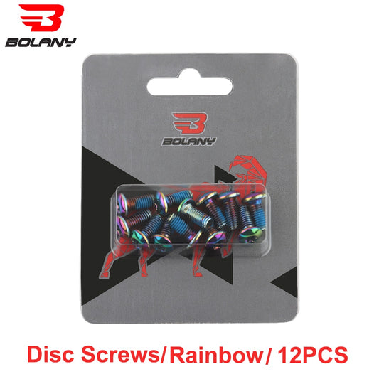 Bolany 12Pcs Bicycle Brake Disc Screws Bolt Rotor Replacement Cycling Colorful 1.8g for Mountain Bike Accessories