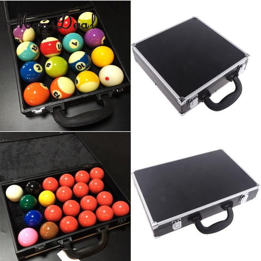 PU Billiard Storage Snooker Box Pool Box Balls Carrying Case for Billiard Accessory With Carry Handle Black