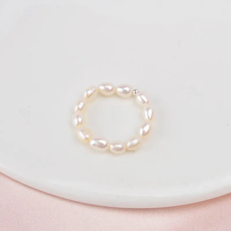 ASHIQI 3-4mm Mini Small Natural Freshwater Pearl Couple Rings Real 925 Sterling Silver Jewelry for Women