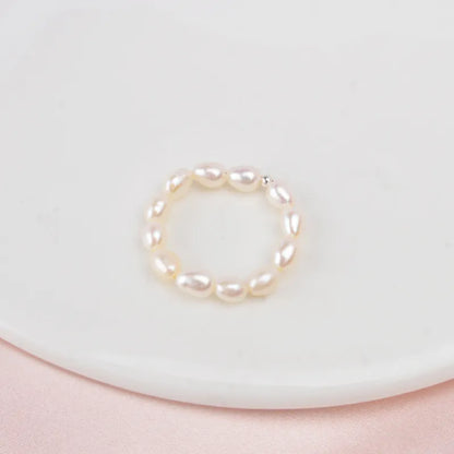 ASHIQI 3-4mm Mini Small Natural Freshwater Pearl Couple Rings Real 925 Sterling Silver Jewelry for Women