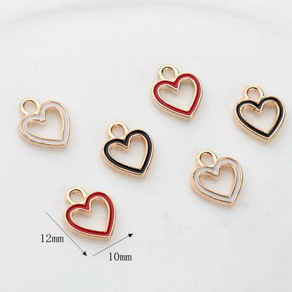 50pcs/Lot  Zinc Alloy Charms Enamel Mini Sweet Heart Hollow Charms for DIY Necklaces Bracelets Jewelry Making Accessories