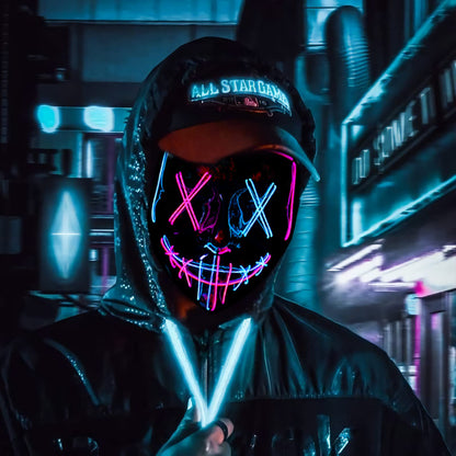 2022 Halloween Mask LED Light Up Mask Scary Mask for Festival Cosplay Halloween Costume Masquerade Parties,Carnival