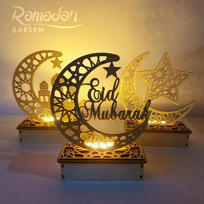 Fengrise Wooden EID Mubarak Decor 2023 Happy Ramadan Decor for Home Islamic Muslim Party Supplies Ramadan Kareem Eid Al Adha