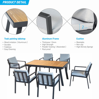 HIGOLD Nofi 7 Pieces Outdoor Dining Set Black - Series 6801