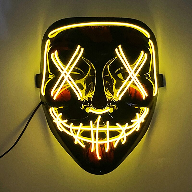 Neon Light LED Mask LED Halloween Scary Mask Cosplay Party Masque Masquerade Masks Halloween Costume Carnival Glow Party Props