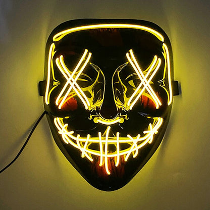 Neon Light LED Mask LED Halloween Scary Mask Cosplay Party Masque Masquerade Masks Halloween Costume Carnival Glow Party Props
