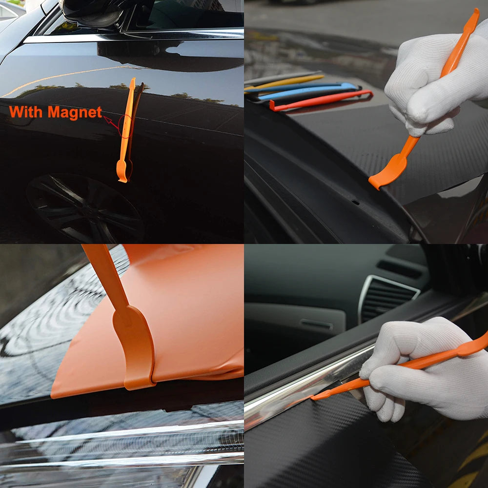FOSHIO Carbon Fiber Vinyl Film Install Tool Kit Car Wrap Window Tint Magnetic Squeegee Razor Cleaning Scraper Rubber Water Wiper