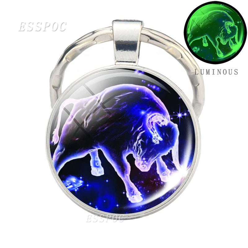 Luminous 12 Zodiac Signs Keychain Constellation Key Chain Leo Libra Virgo Sagittarius Zodiac Jewelry Birthday