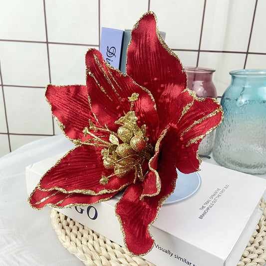 Christmas Decoration Velvet Flower Party Festival Decoration Ornaments Accessories Fake Flore for Christmas Decorations Props