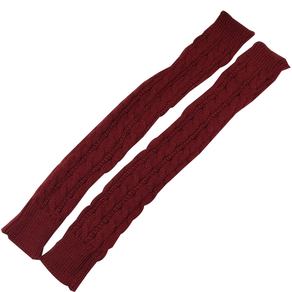 1 Pair Autumn Winter Women Knit Gloves Arm Wrist Sleeve Hand Warmer Girls Rhombus Long Half Winter Mittens Fingerless Gloves