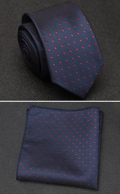 XGVOKH Men Tie Cravat Set Fashion Wedding Ties for Men Hanky Necktie Dot Striped Gravata Jacquard Tie Social Party Accessories