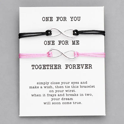 Pipitree 2pcs/Set Together Forever Love Infinity Bracelet for Lovers Red String Couple Bracelets Women Men's Wish Jewelry