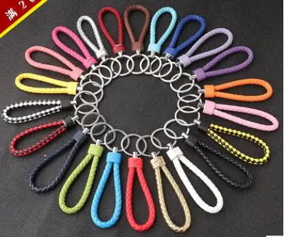 Handmade Knitted Rope Making Leather Rope Keychain for Women Men Rope for Hanging Bags Key Chain Porte Clef Chaveiro Keychains