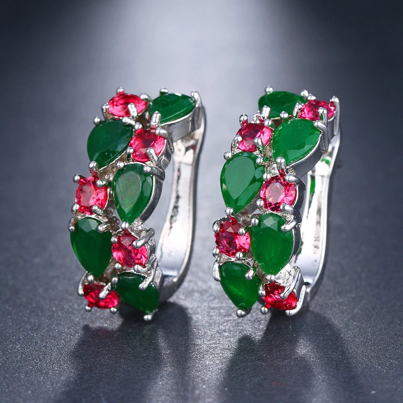 EMMAYA Luxury Rose Gold Color Earrings Flash CZ Zircon Ear Studs 12 Colors Earrings Women Brincos