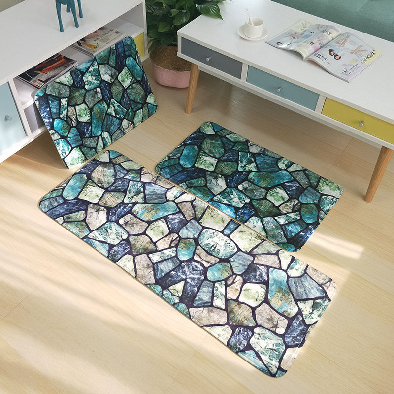 Colorful Stones Bath Mat Set Thicken Flannel Bathroom Carpets Toilet Rugs WC Room Floor Pads Tapis Salle De Bain 45*75 45*120cm