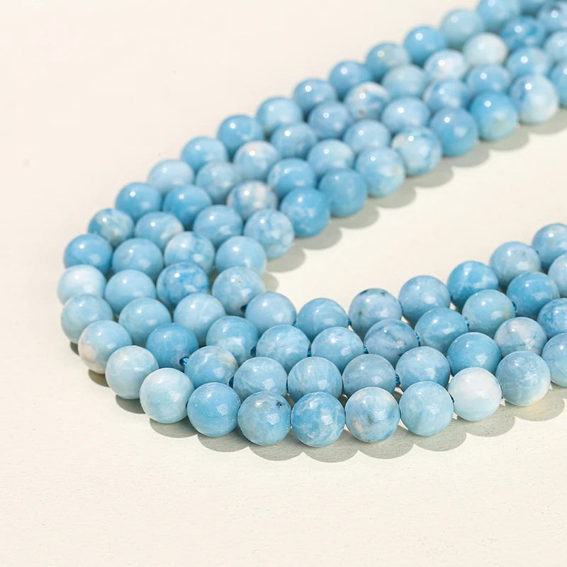 Natural Stone Sea Blue China Larimar Bead Round Loose Spacer Dyed Color Bead for Jewelry Making Diy Bracelet Neckace Accessory