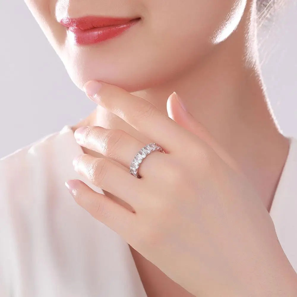 UMODE Eternity Rings for Women Luxury Wedding Bands Cubic Zirconia Femme Girls Couples Jewelry UR0580A