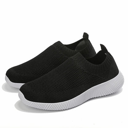 Moipheng 2023 Women Sneakers Vulcanized Shoes Sock Sneakers Women Summer Slip on Flat Shoes Women Plus Size Loafers Walking Flat