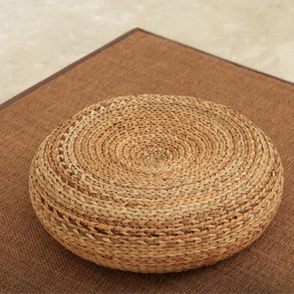 Handcrafted Eco-Friendly Breathable Padded Knitted Straw Seat Cushion Banana Bark Pouf Ottoman Floor Seating Tatami Furniture