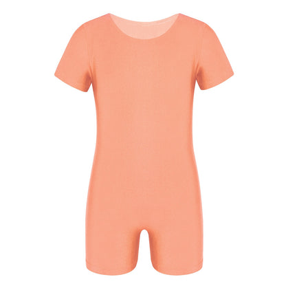 Children Dance Wear Short Sleeves Solid Color Stretchy Ballet Gymnastics