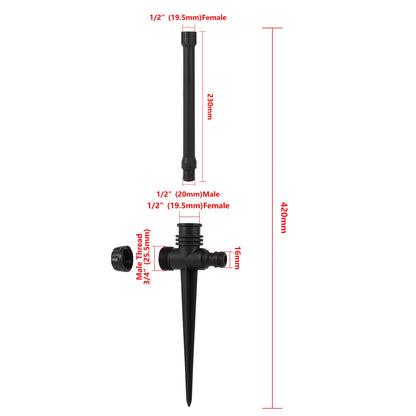 Double Outlet Impact Rocker Sprinkler Nozzle 360 Degree Rotary Jet Agricultural Garden Irrigation Sprinklers 1/2" Male Thread