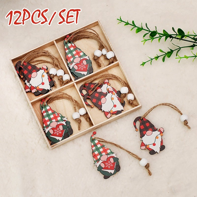 Wooden Christmas Pendant Merry Christmas Decor for Home 2023 Navidad Ornaments C