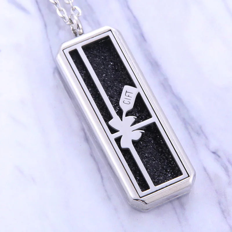 Square Stainless Steel Magnetic Aromatherapy Diffuser Necklace Jewelry Perfume Locket Pendant Essential Oil Locket Necklace