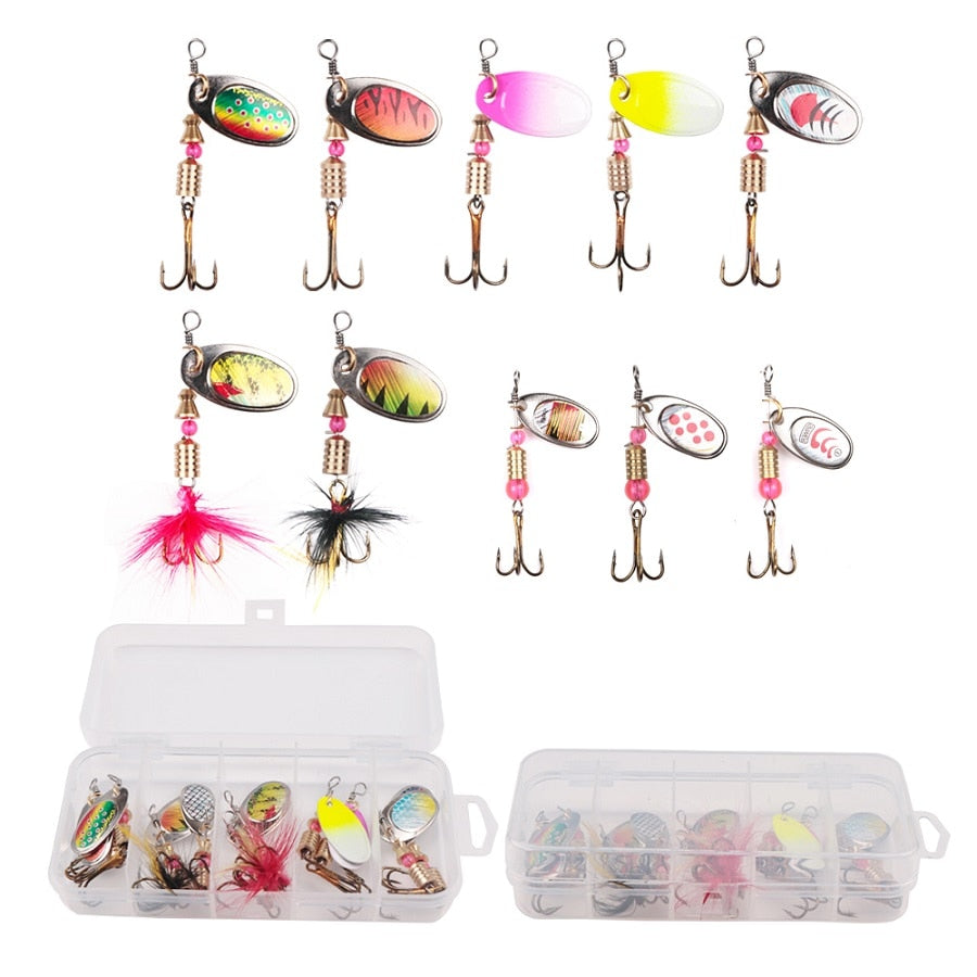 10pcs/Lot LUSHAZER Fishing Spoon Lures Spinner Bait 2.5-4g Fishing Wobbler Metal Baits Spinnerbait Isca Artificial With Box