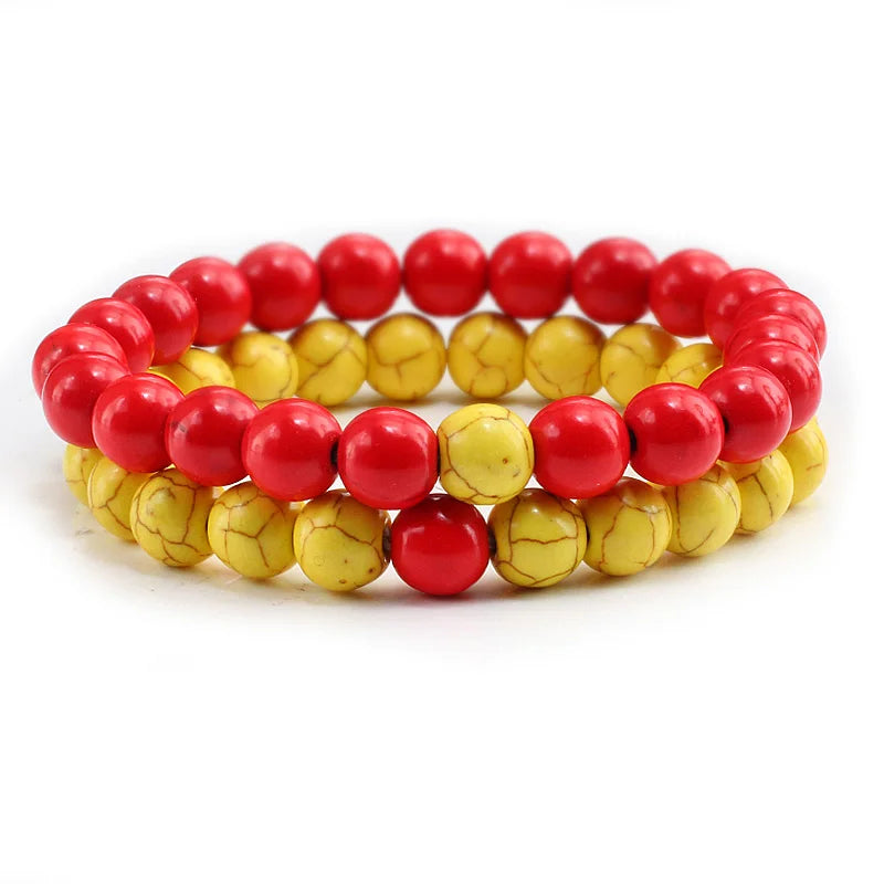 2Pcs/Set Couple Distance Beaded Bracelet Natural Stone Strand Bracelets Homme Charm Yoga Jewelry for Women Men Best Friend