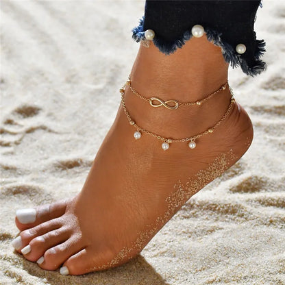 Modyle Vintage Beach Foot Anklet for Women Bohemian Female Anklets Summer Bracelet on the Leg Jewelry