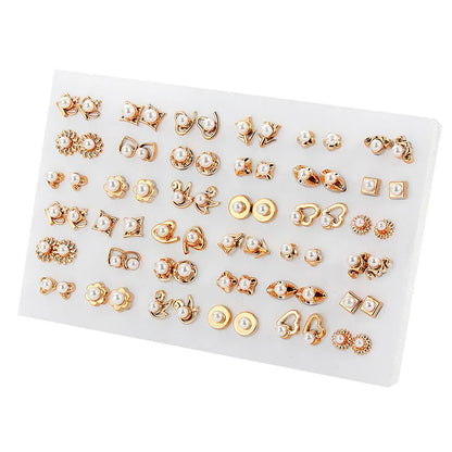 36Pairs/18pairs Earrings Mixed Styles Rhinestone Sun Flower Geometric Animal Plastic Stud Earrings Set for Women Girls Jewelry