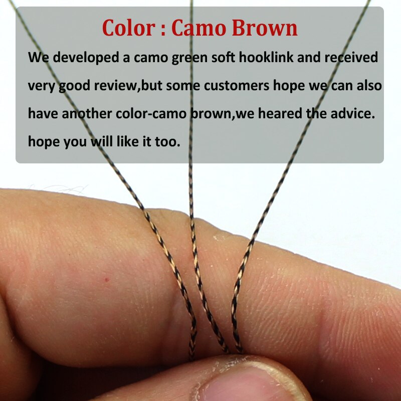 20M Carp Fishing Line 8 Strands Braided Carp Hooklink Camo Brown Soft Hook Link Line 15/25/35lb Carp Rig Wire for Fishing Tackle