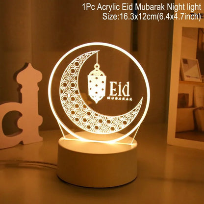 Eid Mubarak Moon Star Light Decor Islam Ramadan Decorations for Home 2024 Islamic Muslim Party Ramadan Kareem Eid Al-Adha