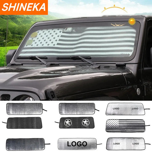 SHINEKA Car Front Windshield Sunshade Cover for Jeep Wrangler JL Gladiator JT 2018 -2023 2/4 Doors Car Interior Accessories