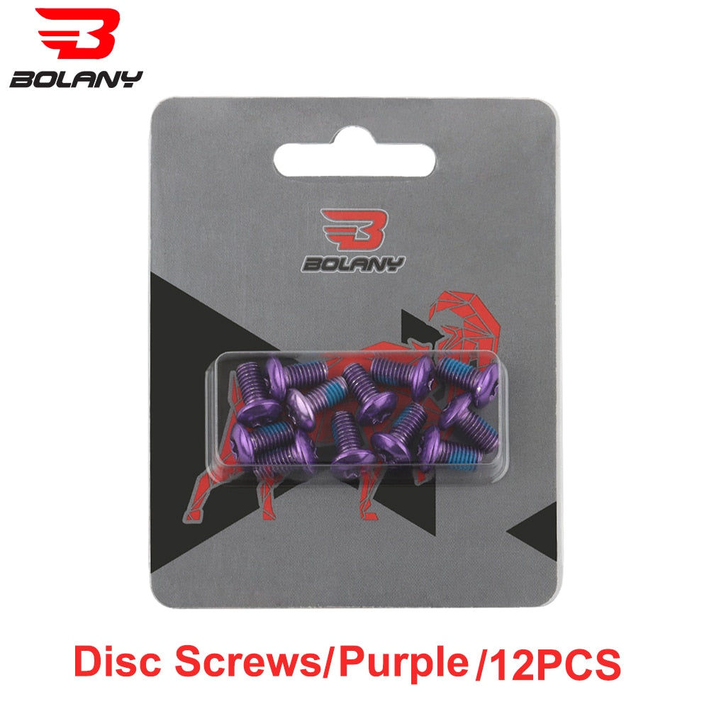 Bolany 12Pcs Bicycle Brake Disc Screws Bolt Rotor Replacement Cycling Colorful 1.8g for Mountain Bike Accessories