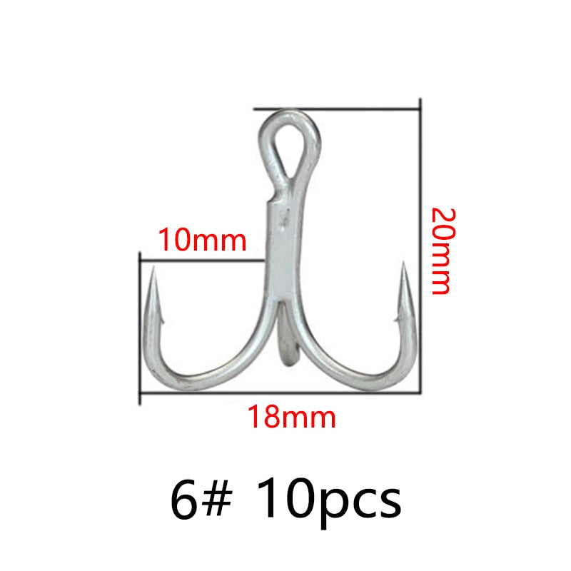 Balleo 5/10pcs Sharp Quadruple Reinforced Triple Anchor Hook Treble Three Fishing Hooks 4X Times Lure Three Fork Three Claw Hook