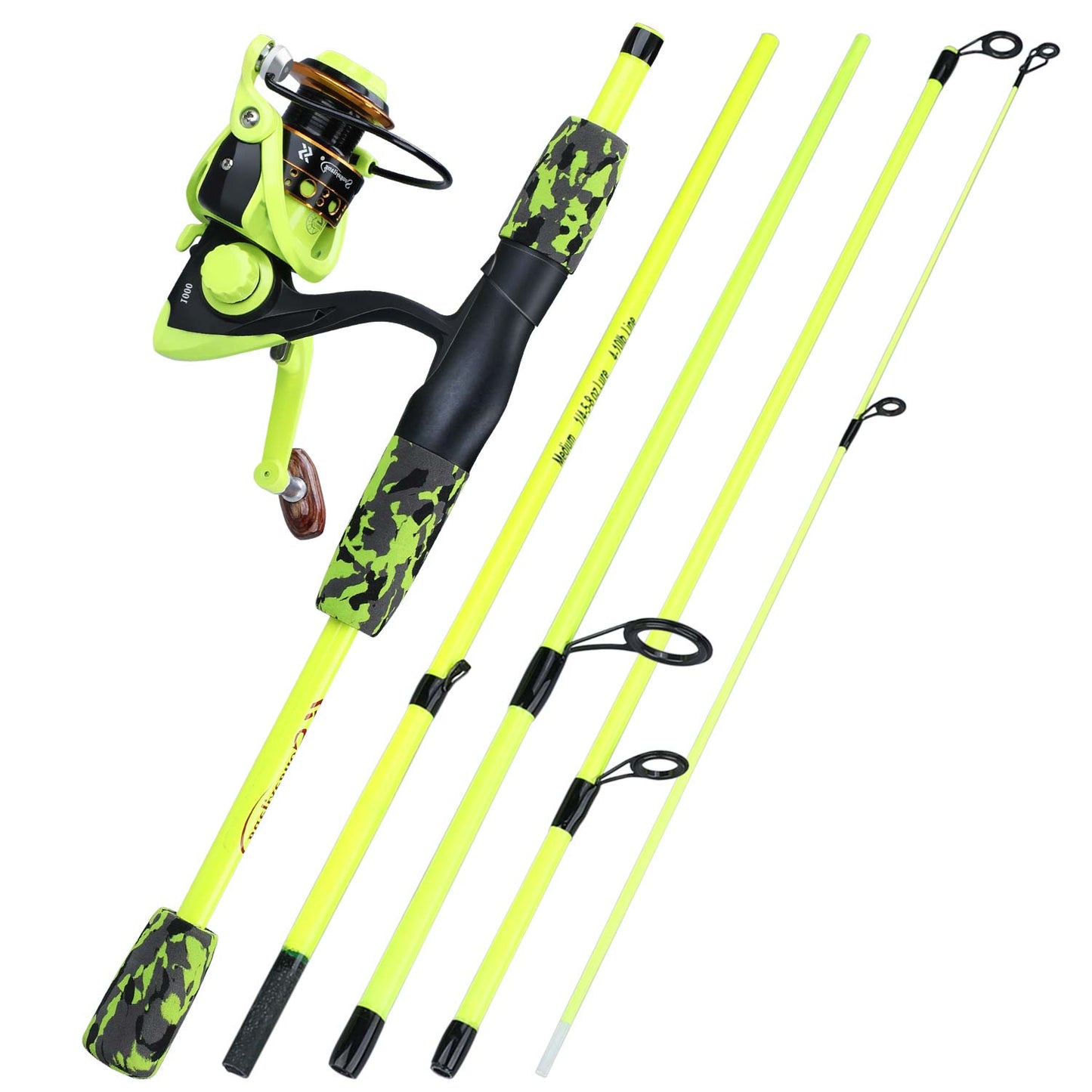 Sougayilang 1.70m Fishing Rod Combo Portable 5 Section Carbon Fiber Fishing Pole and 1000-3000 Spinning Reel Fishing Tackle Set