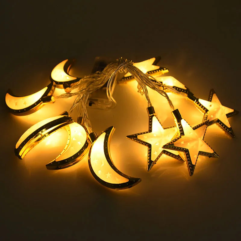 Ramadan Decoration Plastic Lantern Led String Lights Ramadan Kareem Decor Eid Mubarak Al-Fitr Eid Festival Party Supplies