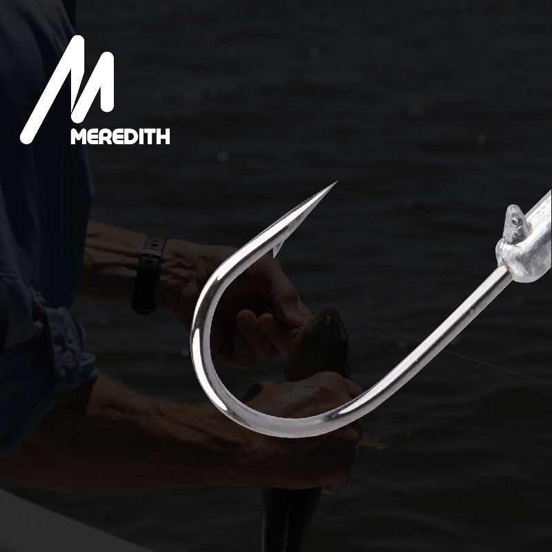 MEREDITH 10PCS Blood Slot Jig Head Tumbler Head Fishing Hook 3.5g 5g 7g 10g 14g for Soft Lure Carbon Steel