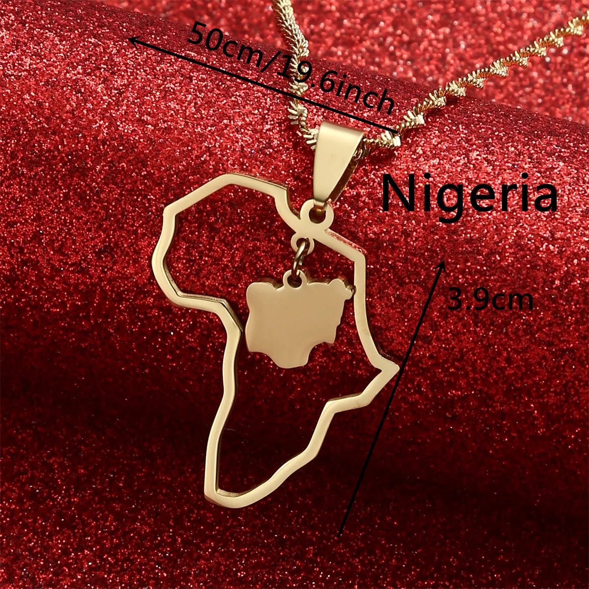 Africa Map Pendant Necklaces Heart African of Maps Jewelry Charms Gold Color Heart Map
