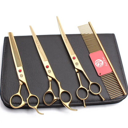 Purple Dragon 8" Stainless Dog Scissors Kit Straight Shears Thinning Shears Curved Shears Pet Scissors Grooming Scissors Z3005
