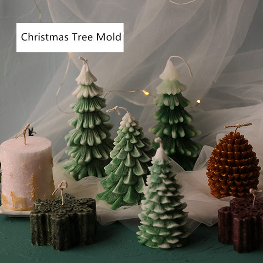 Christmas Candle Mold Christmas Tree Pine Cone Snow Snowflake Candle Mold Soap Silicone Mold