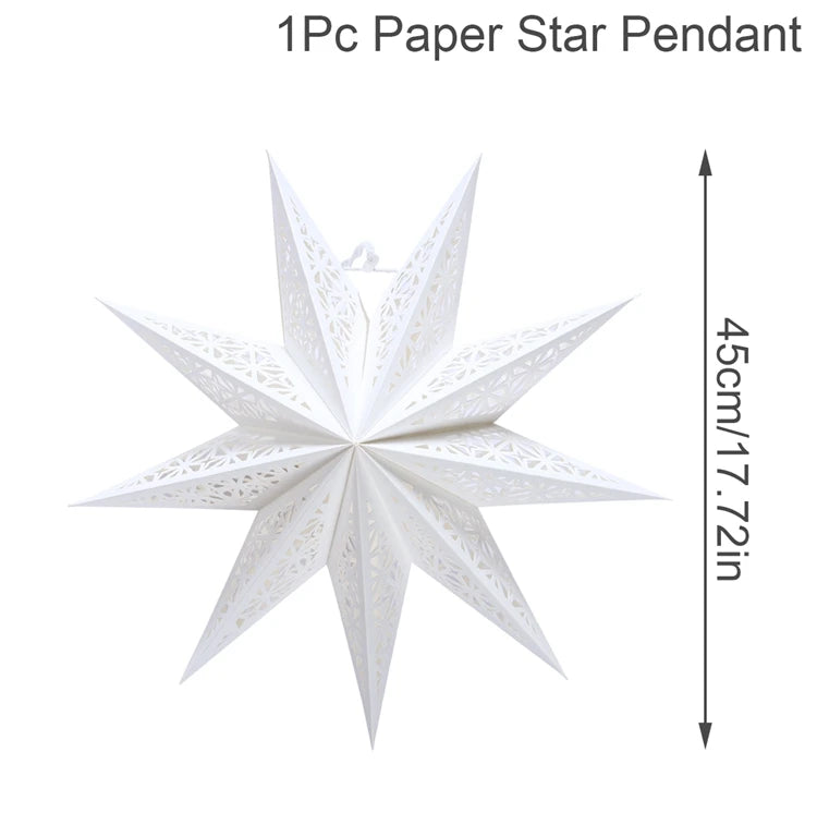 30-75cm Hollow Star Hanging Pendant Eid Mubarak Christmas Ramadan Decoration 2024 Islamic Muslim Party Decor Ramadan Kareem