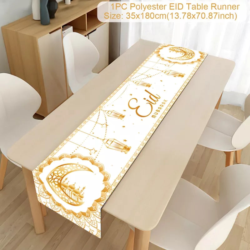 Ramadan Decoration Table Runner EID Mubarak Decor for Home Tablecloth Ramadan Kareem Islamic Muslim Party Eid Al Adha