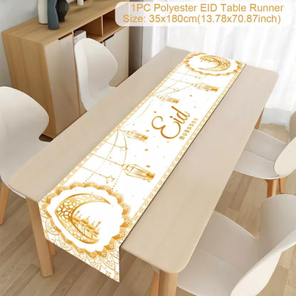 Ramadan Decoration Table Runner EID Mubarak Decor for Home Tablecloth Ramadan Kareem Islamic Muslim Party Eid Al Adha